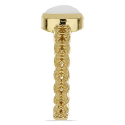 BUY GENUINE WHITE ONYX SINGLE STONE BRASS RING